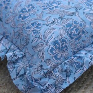 Vintage Indian Hand Block Printed Cotton Frill Bohemian <b>Square</b> Cushion Covers for Home Hotel Eco-Friendly Machine Washable - Product Image 2