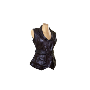 Gilet en cuir véritable de haute qualité, style motard, pour l'hiver, avec poches zippées, vêtement d'extérieur décontracté vintage - Product Image 6
