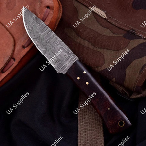 มีดทำมือเหล็กดามัสกัส ด้ามจับแบบเต็มด้าม ปลายใบมีดแบบดรอปพอยต์ สำหรับกิจกรรมกลางแจ้ง บุชคราฟท์ แคมป์ปิ้ง เอาตัวรอด EDC ด้ามไม้โรสวูด รับผลิตแบบ DIY ODM/OEM - Product Image 4