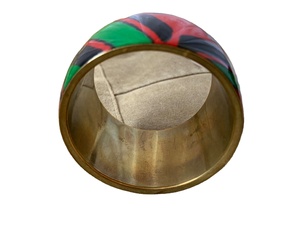 Hot Sale Luxury Indian Fashion Bangle Vintage Statement Large Brass <b>Bracelet</b> Green <b>Red</b> Abstract Resin Angel Chunky Lucky Charm - Product Image 2
