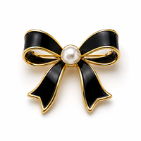 Broches de luxe personnalisées en alliage plaqué argent avec nœud papillon, micro-incrustations de strass en cristal, pour femme, cadeau de fête