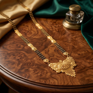 Divyoro Elegant Gold Plated <b>Copper</b> Alloy Mangalsutra Statement Necklace Bead <b>Chain</b> Wing Pattern Women Wedding Ethnic Jewelry - Product Image 4