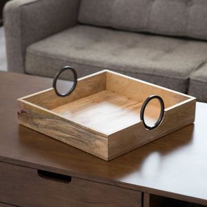 Decorative Wooden Serving <b>Tray</b> With Raised Edges For Coffee Tea Fruit Dessert And <b>Snack</b> Presentation - Product Image 3