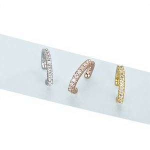 Manchette d'oreille en argent sterling avec cristaux CZ, pavé fin, en argent, or et or rose, boucles d'oreilles enveloppantes sans perçage - Product Image 1