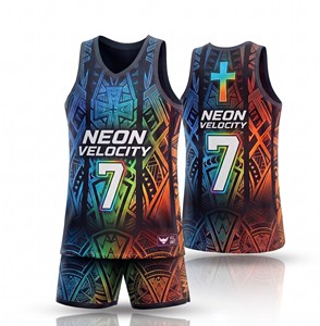 เสื้อบาสเก็ตบอลแบบสั่งทำพิเศษ Neon Fusion ลายพิมพ์เรขาคณิต คอวี แขนกุด ไมค่า เลเจนด์ ผ้าตาข่ายต้านเชื้อแบคทีเรีย แห้งเร็ว - Product Image 3