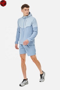 ชุดเซ็ตเสื้อแจ็คเก็ตกันลมและกางเกงขาสั้นผู้ชายแบบระบายอากาศได้ ผลิตตามสั่ง ไซส์ใหญ่ พิมพ์ลายสกรีน ชุดวอร์มไนลอน 2 ชิ้น ขายส่ง - Product Image 2