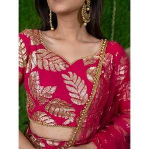 Elegante Rosa lentejuelas bordadas Georgette Lehenga Choli excelente ropa de compromiso para mujeres para ocasiones nocturnas - Product Image 2