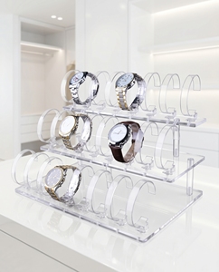 Custom for Easy Assembly Modern Acrylic Watch <b>Display</b> Stand Self-Adhesive <b>Hooks</b> Transparent Organizer Rack for Retail - Product Image 3