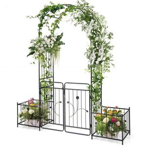 Arco da Giardino da 87 Pollici con Cancello Bloccabile e Fioriere Laterali - Prodotto Recinzione, Traliccio e Cancelli - Product Image 4