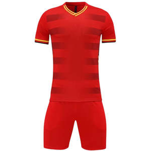 Tenue de football personnalisée Starlet International, maillot rouge et noir, ensemble short, polyester respirant, adulte unisexe - Product Image 3