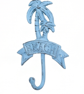 Premium Sky Blue Palm Tree Design Metal Bathroom <b>Hooks</b> With Stylish Finished Perfect For Home Storage and Towel Organization - Product Image 4