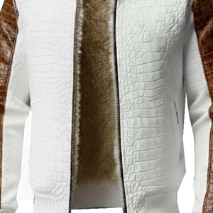 Blouson Bomber Homme en Cuir Véritable Personnalisé de Qualité Supérieure avec Motif Gaufré sur le Devant, Coupe-Vent Hiver, Fourniture OEM en Gros - Product Image 5