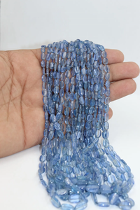 Perles de pierre ovales lisses en kyanite bleue 5x7-6x8mm, kyanite naturelle en gros de la boutique de pierres précieuses indienne pour la fabrication de bijoux - Product Image 3