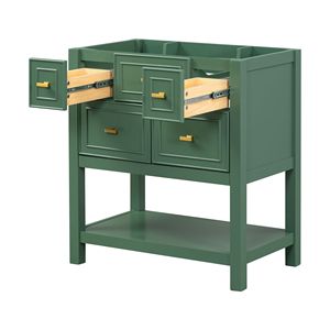 Mobile Bagno da 30 Pollici con Lavabo Integrato, Struttura in Legno Massello, Autoportante, con 5 Cassetti, Mobiletto Contenitore di Lusso - Product Image 4
