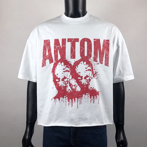 เสื้อยืดโอเวอร์ไซส์ทรงหลวม ผ้าคอตตอนหนา 320gsm 100% แขนเสื้อแบบดรอปโชว์เดอร์ สตรีทแวร์ผู้ชาย ทรงครอป บ็อกซี่ฟิต - Product Image 1