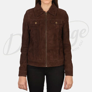 New Women's Brown <b>Suede</b> Panel Bomber <b>Jacket</b> High Quality Leather <b>Suede</b> Biker <b>Jacket</b> rugged soft <b>suede</b> leather <b>jacket</b> for women - Product Image 2