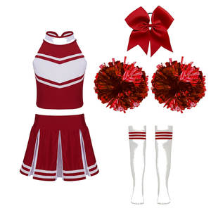 Ensemble de costume de pom-pom girl pour jeunes, uniforme d'entraînement athlétique, haut sans manches avec jupe assortie - Product Image 1