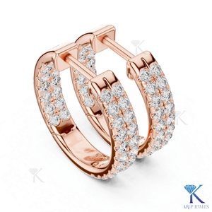 Lab Grown CVD HPHT Diamond Double Row Pave Huggie <b>Hoop</b> <b>Earrings</b> 14K 18K <b>Solid</b> Gold Fine Women Jewelry - Product Image 4