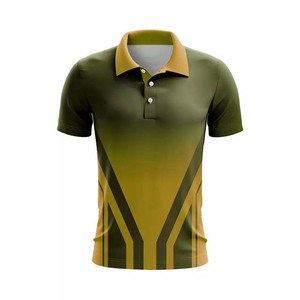 Men's Short Sleeve Polo Shirt Gradient Green Yellow Sublimated Moisture Wicking Regular Fit All Seasons Sport <b>Top</b> - Product Image 2