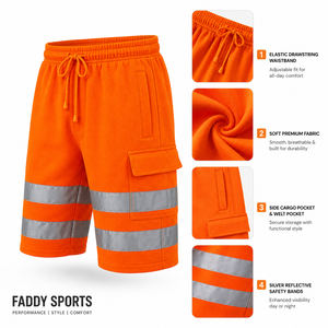 Shorts de travail haute visibilité, pantalons cargo réfléchissants pour la construction avec ceinture élastique – Vente en gros - Product Image 5