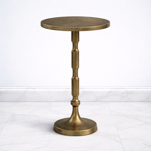 Mesa de Bar Redonda Clásica con Base de Pedestal, Acabado Texturizado, Diseño Compacto, Base Resistente, Ideal para Decoración de Hogar Refinada - Product Image 1