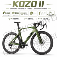 Vélo de course KOZO II T800 en carbone, 24 vitesses, changement de vitesse électronique, pneus 700x28C, freins à disque hydrauliques, roues en carbone de 50 mm