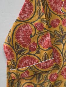 Conjunto de Pijama de Verano para Mujer con Estampado Floral Amarillo Mostaza Vibrante, con Bolsa de Viaje a Juego, Transpirable, de Secado Rápido, de Algodón - Product Image 3