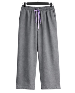 Ensemble deux pièces pour femme : chemise grise et pantalon large gris, tenue décontractée en coton et lin pour l'été, fabricant de vêtements sur mesure OEM - Product Image 2