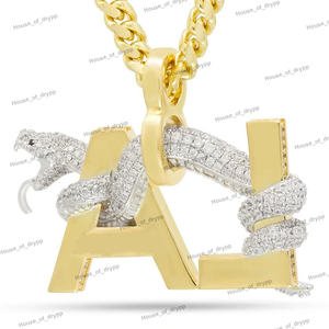 Collar con Colgante de Letra LA en Plata 925 con Piedras de Moissanita Estilo Diamante, Joyería de Lujo Hip Hop - Product Image 2