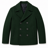 Manteau d'hiver pour homme à double boutonnage, col à revers, coupe classique, en laine, coupe-vent, doublure intérieure, boutons sur le devant, garniture en fourrure, 220g
