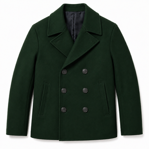 <b>Men's</b> Double Breasted Lapel <b>Pea</b> <b>Coat</b> Winter Overcoat Windproof Lined Interior Regular Fit Woolen Button Front Formal Casual - Product Image 3