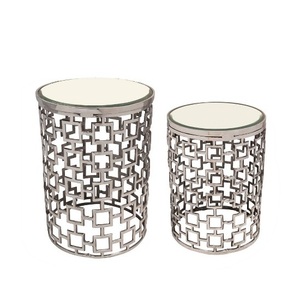 Sophisticated Metal <b>Nesting</b> <b>Table</b> With Glass Top Decorative Side Furniture For Elegant Modern Home Interiors - Product Image 4