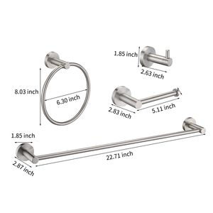 Brushed Nickel Bathroom <b>Hardware</b> Set 4-Piece Wall Mounted Stainless Steel Towel Bar Robe Hooks Includes 16-Inch Hand Towel Bar - Product Image 2