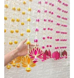 Conjunto de Adornos Colgantes de Cuentas de Loto Hechos a Mano en Jaipur, Tradicionales, de 10 y 20 Pulgadas, Decoración Festiva para Puerta, Decoración para Bodas - Product Image 1