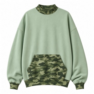 Women's <b>Light</b> <b>Blue</b> Mockneck Sweatshirt With Plaid Pocket And Cuffs Casual <b>Long</b> <b>Sleeve</b> Knitted <b>Top</b> Autumn Wear - Product Image 3