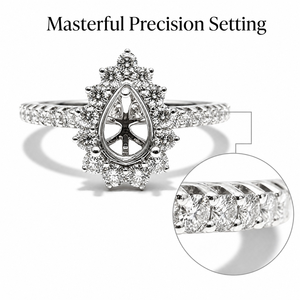 Bague de fiançailles semi-montée classique en or blanc 18 carats, certifiée IGI, taille brillant rond, sertissage halo, bague de mariage OEM/ODM, MOQ 1 pièce - Product Image 2