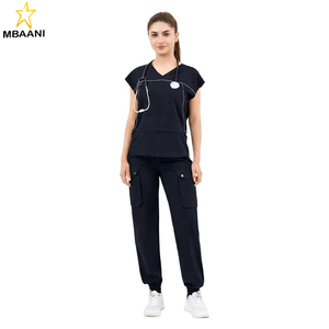 <b>Scrubs</b> for Women Set – <b>Nurse</b> <b>Scrubs</b> with Reflective Tape Design, Jogger Pants & V-Neck Top, Breathable Moisture - Product Image 1