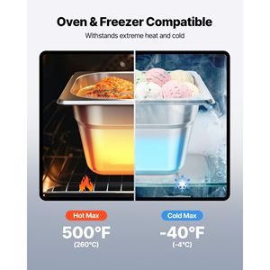 Set di 6 Vaschette in Acciaio Inox Formato 1/6, Profondità 4 Pollici, Antiaderenti, per Ristoranti, Riutilizzabili, Antiruggine, per Hotel e Ristoranti - Product Image 3