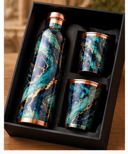 Juego de Botella de Agua de Cobre Tradicional con 2 Tazas, Frasco Oriental Grabado, Caja de Regalo, Regalo Empresarial Portátil - Product Image 5