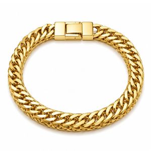 สร้อยข้อมือแบบ Cuban Link ชุบทอง ดีไซน์ถักสองชั้น สไตล์คลาสสิก แฟชั่นสำหรับทุกเพศ - Product Image 3