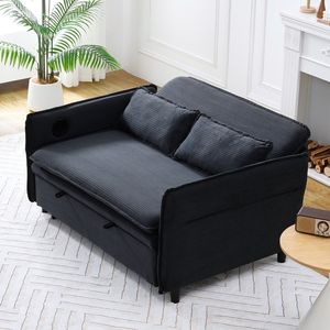 Divano Letto Multifunzionale in Tessuto a Righe Nere da 65,74 Pollici per Camere da Letto e Soggiorni con Braccioli e Schienale - Product Image 2