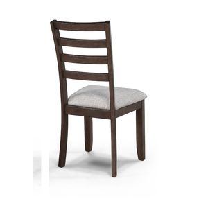 Sedie da pranzo contemporanee con schienale a scala, 2 pezzi, splendidamente realizzate, con finitura in legno ricco di venature, colore marrone-grigio - Product Image 3