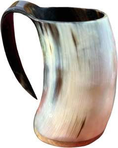 Jarra de Cuerno Vikinga de los Artesanos Reales, Hecha a Mano con Cuerno Natural de Búfalo, Pulida, Decoración Estilo Animal - Product Image 3
