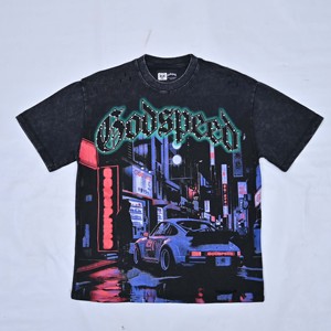 เสื้อยืดลำลองผู้ชายคุณภาพพรีเมียม พิมพ์ลายตามสั่ง ทรงหลวม คอโอ ผ้าเจอร์ซีย์คอตตอน ซักย้อมแบบแอซิดวอช แห้งเร็ว เป็นมิตรต่อสิ่งแวดล้อม - Product Image 5