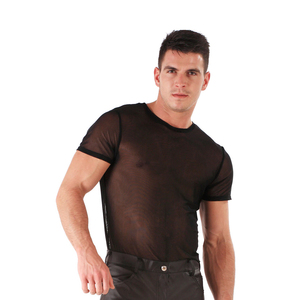 Men's Mesh Shirt Half Sleeve Workout <b>Fishnet</b> O Neck Outdoor Adult Club Men's Mesh Shirt With Custom Size Wholesale Price - Product Image 1