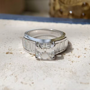 แหวนมอสซาไนต์ 2 กะรัต ทรงแอสเชอร์ ครึ่งวงนิรันดร์ สำหรับผู้หญิง เงินแท้ 925 ของแท้ สำหรับเจ้าสาว ของขวัญเซอร์ไพรส์สำหรับคนรัก - Product Image 1