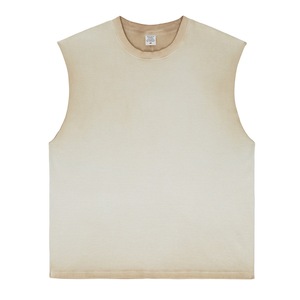 Camiseta sin mangas degradada para hombre, cuello redondo, tejida, transpirable, estilo casual, con logo frontal estampado por transferencia térmica - Product Image 3