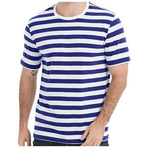 T-shirt rayé pour homme, vente en gros directe usine OEM, séchage rapide, 100% coton 180 GSM, logo personnalisé, multicolore, coupe ajustée classique - Product Image 3