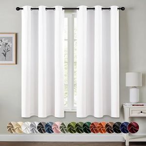 Rideaux occultants thermiques blancs purs de 63 pouces pour chambre et salon, 2 panneaux, économie d'énergie - Product Image 4