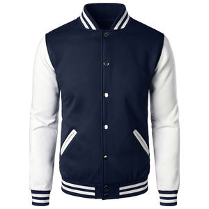 Chaqueta Varsity para Hombre, Estilo Clásico de Béisbol con Parches de Letras en Relieve y Puños Acanalados, Perfecta para Atuendos Casuales de Calle - Product Image 1